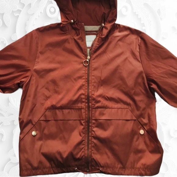 NWOT Elodie Long Sleeve Hooded Windbreaker With Front Pockets in Copper - Picture 4 of 6